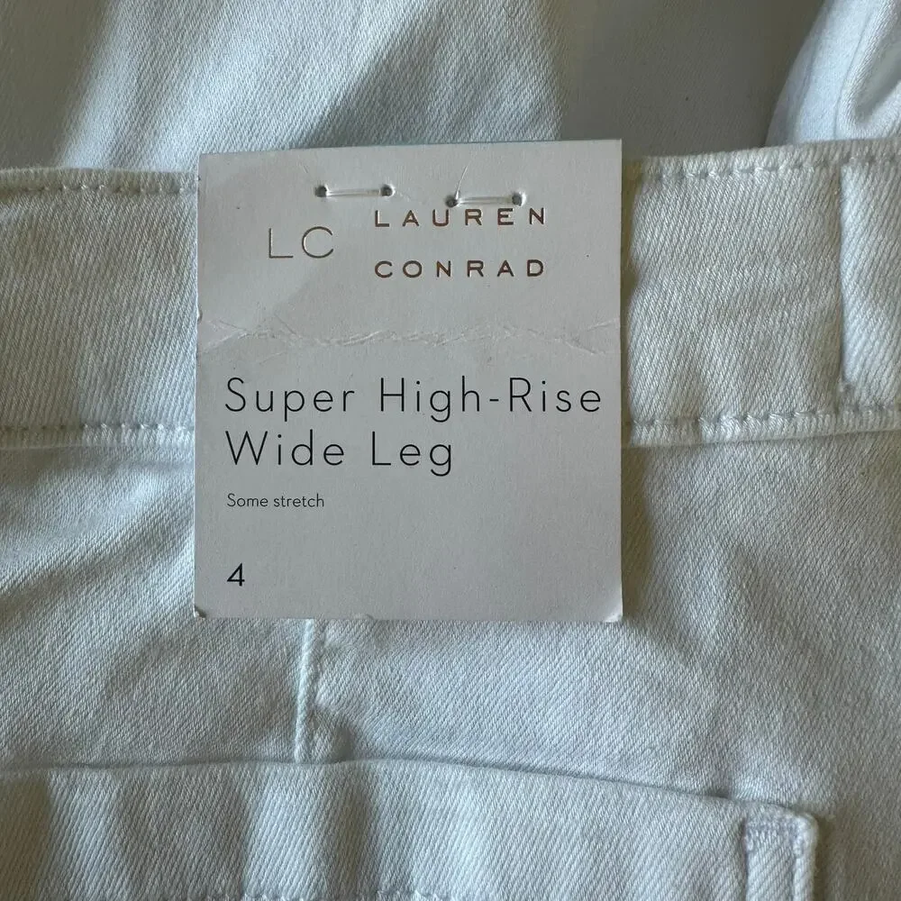 4 NWT Pants Trouser White LC Lauren Conrad Super High-Rise Wide-Leg 31